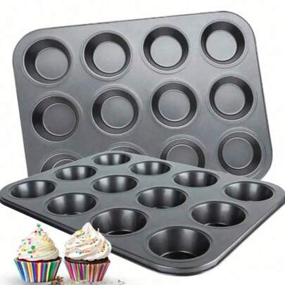 1pc 12/6/4-Cup Non-Stick Muffin Pan & Baking Cups, Cupcake Tray - Heat-Resistant Pudding Mold For Oven, Easy-Clean Baking Tool For 2025 Christmas/Brownie/Home, Ideal For Home Bakers & Holiday Hosts