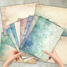 36 Sheets A5 Blue Jellyfish Scale Background Scrapbooking Paper, Suitable For Bullet Journals, Collages, Cards, Scrapbooks And Crafts