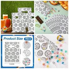 50pcs Volleyball Bags, 9.84x6.69in Volleyball Goodie Bags With Handles Sports Birthday Party Favor Supplies Goody Decoration Treat Snacks Candies - Black, White - View 2