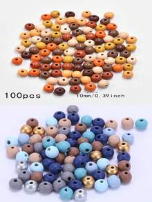 100pcs Wooden Beads, For Handmade DIY Necklace, Earrings, Bracelets, Christmas Decorations, Beading Supplies