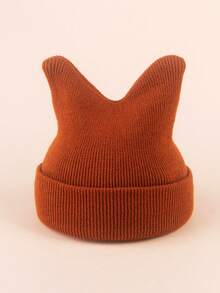 1/2 piezas Gorro de punto con cuernos dobles de dibujos animados lindos y cálidos para niños/bebés, gorro de punto versátil