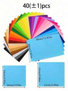 10/20/40pcs Rainbow Nonwoven Felt Fabric Sheets, Mixed Color Solid Pattern, Flat Hard Felt Cloth Shape, 1mm DIY Material, Multi-Size 10-40cm For Sewing, Patchwork, Scrapbooking, Party Decor, Halloween,Christmas Decor - Multicolor - View 7