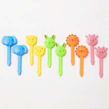 10 piezas de Tenedores de plástico con forma de animales de dibujos animados, frutas y pasteles para decorar almuerzos creativos, cocina, regalos de Navidad y útiles escolares - Multicolor - Ver 6