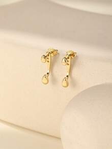 Hoa tai bạc Sterling 925 cho nữ Hoa tai Zirconia khối mạ vàng 18K Hoa tai đính đá CZ tinh xảo mặt trước và mặt sau, hoa tai đính đá đôi phong cách cho nữ - Vàng - Xem 3