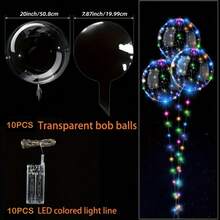 10 Pack LED Glowing Floating Ball Balloons With Warm White & Multicolor, Self-Lit Party Decorations For Weddings, Birthdays, Valentine's Day, Christmas, New Year's Eve - - (Batteries Not Included) - Indoor/ Use, Easy Setup, Magical Floating For Home & Events, Includes LED Strips & Floating Orbs, Perfect For Banquets & Family Celebrations, Balloons For Birthday Party, Birthday Party Decorations, Halloween Balloons, Balloon Letter Box, Happy Birthday Balloons, - 彩色 - 查看 7