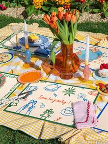 4pcs/6pcs Modern Polyester Rectangle Colorful Printed Placemat Party Kitchen Restaurant Dinning Room Home Decor Table Mat - Multicolor - View 5