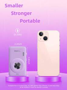 W&O 2.4-Inch Digital Camera, FHD 1080P, Digital Point And Shoot, Retro 64MP For Vlogging With Anti Shake 16X Zoom, Compact, 32GB SD Card Included,MP3 Player, With Flashlight -Best Gift For Beginners Of Cameras - Purple-q3 - View 3