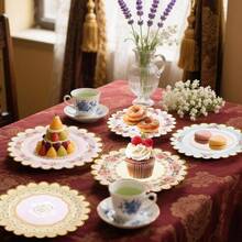 48 PCS Vintage Floral Paper Plates Inch, Scalloped Flower Tea Party Plates Disposable Cake Dessert Plate Birthday Bridal Shower Shower Wedding Party Decorations Floral - 花的 - 查看 7