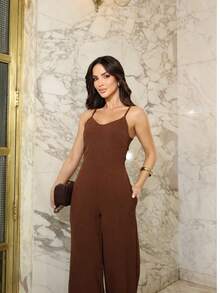 Women's Long Formal Dune Jumpsuit - 鏽棕色 - 查看 2