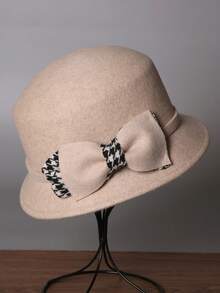 1 peça chapéu de balde de lã com decoração de borboleta, novo, outono/inverno, moderno e elegante, versátil, favorece rostos pequenos, estilo britânico, presente de luxo
