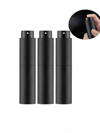 Pulverizador de perfume de viagem de 10 ml, recipiente de colônia recarregável, frasco de spray dispensador vazio para tamanho mini borrifador (preto)