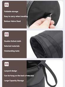 Cubo de basura plegable y multifuncional para colgar en el coche, hecho de tela Oxford doble, fácil de usar, incluye bolsa colgante, contenedor de almacenamiento en el coche, bolsa de almacenamiento en el respaldo, cubo de basura para coche de gran capacidad - Contenedor de basura conveniente y bolsa de almacenamiento en el respaldo - Accesorios para el interior del coche, compañero de viaje, regalo para hombres.