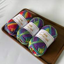 3 Batches Of 50G All Cotton Spray Dyed Yarn [3616] - All Cotton Thread, Handmade Knitting & Crochet Material, Vibrant Dopamine Colors, Suitable For Hats, Scarves And Other Handicrafts. Each Batch Is Approx. 160m ± 177 Yards
