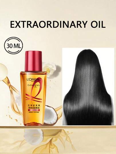 L'Oreal Óleo capilar extraordinário em tamanho de viagem, cuidado capilar para cabelos coloridos ou secos, repara cabelos danificados, realça o brilho, antifrizz, nutrição profunda, alisa os fios, rápida absorção, para todos os tipos de cabelo 30 ml/1,01 oz