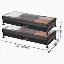 Borsa portaoggetti sottoletto in tessuto Oxford, 2 pezzi, arrotolabile (915 x 460 x 185 mm), contenitore sottoletto con coperchio trasparente, contenitore mobile per vestiti e scarpe - Geschlossener Bügeleisen-Stoff-Staubsauger, mit Rollen, 32–36 Zoll, 2er-Pack - Visualizzare 10