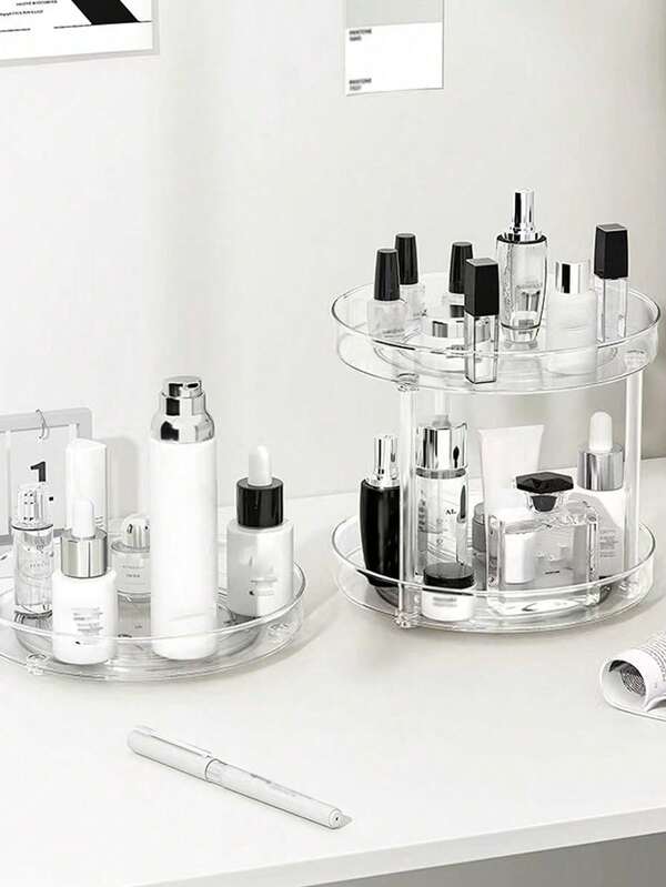 1 Peça Organizador de Maquiagem Giratório Multicamadas Transparente para Bancada, para Cuidados com a Pele, Perfume, Cosméticos, Presente do Dia dos Namorados, Praia de Férias, Banheiro, Quarto, Grande Capacidade