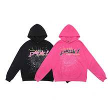 Sp5der Hip-Hop Artist Letter 3D Print Fleece Hoodie & Pants Set For Men & Women - 16淺藍色K - 查看 3