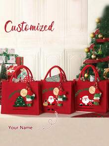 Bolsa de regalo personalizada, bolso de mano navideño personalizado, bolsas de regalo con nombre para fiestas, bolso de mano con logo personalizado, bolso de mano grande y sencillo de gran capacidad, bolso de mano casual y portátil, bolsa de compras multifuncional, bolsa de regalo personalizada - Multicolor - Ver 3