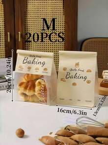 带窗口的小号/中号/大号可重复使用牛皮纸烘焙袋 - 可重复密封的塑料面包袋，适用于自制酸面包、百吉饼和糕点 - 透明窗口包装，金属夹封口设计，内容物可见窗口，耐用材质，食品零售包装 - 彩色 - 查看 14