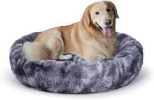 Oval Calming Donut Cuddler Dog Bed, Shag Faux Fur Washable Round Pillow Pet Bed For Small Medium Dogs (XXL(43"X34"X8"), Light Brown), Popular In 2025 - Grey2021 - View 8