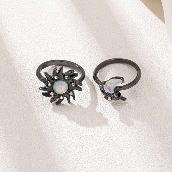 1 Coppia di Anelli Neri Villain Gun, Stile Unico e Scuro, Anelli Aperti di Alta Qualità e Chic Punk per Donne