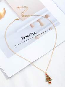 1 Cặp dây chuyền hợp kim nhiều màu hình ông già Noel, tuần lộc, cây thông Noel, quà tặng Giáng sinh - Nhiều màu - Xem 6