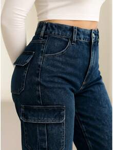 Pantalon cargo mezclilla de mujer - Azul Jaspeado - Ver 5