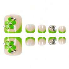 New Summer Fluorescent Green Flower Toe Nail Patch, French Bright  Foot Nail Patch - 伊扎索-1186 - 查看 3