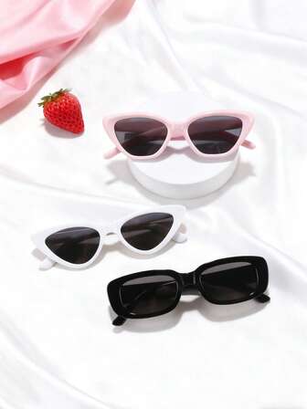 3 st flickor retro triangel katt mode exklusiva modeglasögon lämpliga för vardagsbruk eller utevistelse