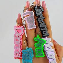 1PC Personalized Letter Keychain, Customizable Acrylic Keychain, Multiple Color Options, Vibrant Double Layer Design, Double Layer Oval Custom Name Keyring, Women's Decorative Keychain With Clasp, Stylish, Vintage, Suitable For Backpacks, Suitcases, Water Bottles, Tags, Gift Packages, A Uniquely Charming Gift, Gift For Her, Gift For Him, Gift For Family, Anniversary Gifts For Friends, Back To School, Christmas, Halloween Gifts