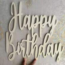 DHappy Birthday Wooden Sign For Backdrop Wall Photo Prop Cutout Rustic Birthday Party Decoration - 白色 - 查看 4