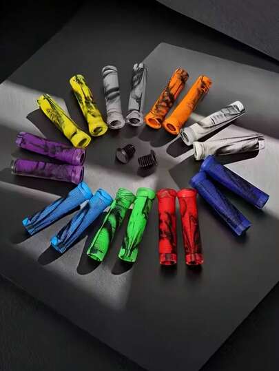 2 piezas de puños de manillar de bicicleta de goma blanda - Diseño ergonómico en colores mixtos, adecuado para bicicletas de montaña, BMX y scooters - Agarre cómodo mejorado, accesorios duraderos, equipo de MTB, puños de bloqueo MTB, puños de manillar de motocicleta