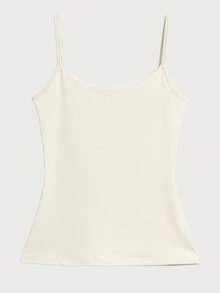 Slim Polyamide Thin Strap Tank Top With Lining - 白色 - 查看 9