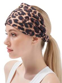 1 peça/2 peças/3 peças Headband Extra Largo Feminino, Estampa de Leopardo Cruzada Elástica Larga, Turbante Torcido Nó Headwear, Acessórios de Cabelo com Estampa Animal para Mulheres e Meninas. Headwrap Grande para Yoga, Corrida, Absorção de Suor, Exercícios, Headband Esticado para Outfits de Férias Femininos Elegantes