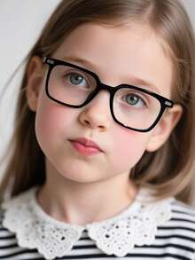 1 Stück Jungen und Mädchen 6-12 Jahre Acryl Lässig Basic rechteckige Mode einfarbige blaue Blaulichtfilterbrille, geeignet für tägliches Lesen und zum Kombinieren mit Schuloutfits - Verschiedenfarbig - Übersicht 2