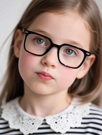 1PC Boys And Girls 6-12Y Acrylic Casual Basic Rectangular Fashion Solid Color Blue Light Blocking Glasses Suitable For Daily Reading And Matching With School Life Outfits