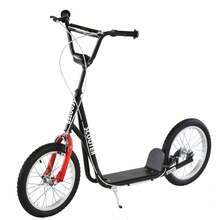 aosom Youth Scooter Street Kick Scooter For Teens Kids Ride On Toy W/ 16'' Inflatable Wheel Dual Brakes For 5+ Year Old Black - Black - View 3