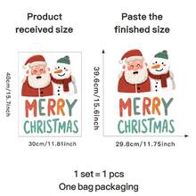 Fröhliche Weihnachten Weihnachtsmann & Schneemann selbstklebende abnehmbare Kunststoff Wandaufkleber - Abziehen & Aufkleben asymmetrische Toilette, Kühlschrank, Tür Dekorationen mit Schneeszene, Schneeflocken & süßem Weihnachtsmann/Schneemann Duo für Feiertagsdekoration (hinterlässt keine Rückstände)