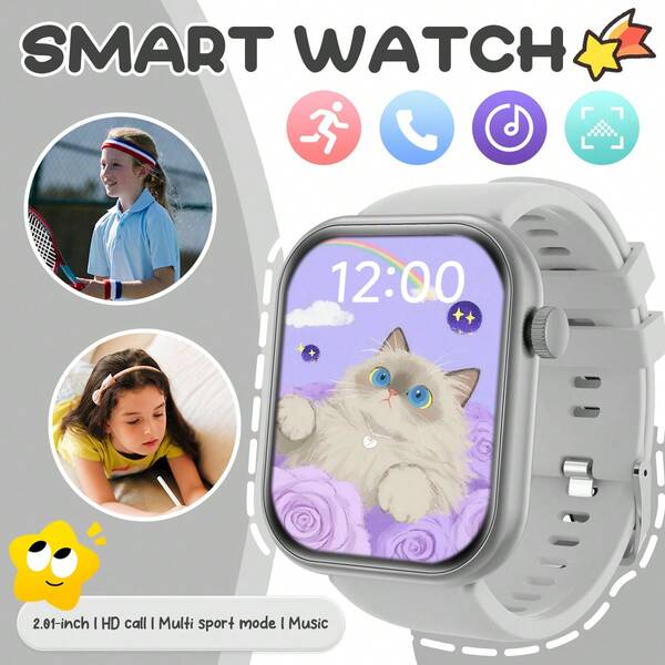 Colorful Smart Watch For Kids, 2.01 HD Large Screen, Multi-Sport Mode, Call Answering, Message Receiving, Music Control, Phone Finding, Pedometer, Sleep Monitoring