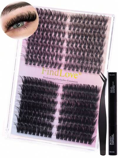 252PCS Individual Lash Clusters 50D 80D Mixed 8-16mm DIY Eyelash Extension Kit With Bond And Seal&Tweezers D Curl Lash Extension Volume Cluster Lashes Natural And Fluffy False Eyelashes Dense Manga Reusable Eye Lash Gifts For Women And Girl Makeup Tools