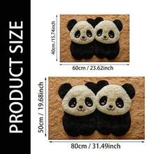 1件可爱卡通熊猫超细纤维浴室地垫，防滑超柔软，可作浴室地垫、门垫、吸水地垫，可机洗，低绒毛，TPR背衬，针织面料，适用于浴室、卧室、厨房、玄关、室内外，浴室配件及装饰，完美的乔迁新居礼物，厨房地垫 - 彩色 - 查看 3