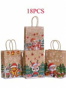 4/12/18/30 buc Pungi de cadouri din hârtie kraft de Crăciun, Ambalaj cadouri de Crăciun, Pungi de cadouri pentru petrecere de Crăciun, Ambalaje cadouri de Crăciun, Pungi tote de Crăciun, Decorațiuni de Crăciun, Pungi de cumpărături de Crăciun. Pungi de ambalare cadouri de Crăciun, Pungi de hârtie kraft, Pungi de cumpărături pentru mall, Moș Crăciun, Brad de Crăciun, Reni, Fulg de zăpadă, Pungi de hârtie kraft imprimate cu elemente de Crăciun cu omuleț de turtă dulce, Crăciun 2026