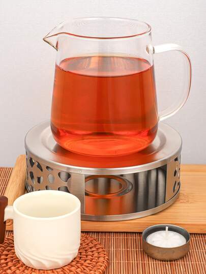 1个不锈钢茶壶保温器，优质茶具配件，理想礼品，加厚不锈钢材质，经久耐用，包含小型烛台和燃烧器，金属茶壶加热器，不锈钢烛台。适用于玻璃、钢、陶瓷茶壶和其他耐热容器。可用于加热茶、咖啡和牛奶。通用茶壶保温器。