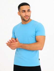 AMERICANA SHORT SLEEVE/BASIC T-SHIRT/RIBBED T-SHIRT - Baby Blue - View 2