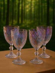 Set Of 4 Glass Cups Table Setting Diamond Lotus Spout Sophisticated Jaca For Water Juice Drinks Kit 4 Pieces 340ml Kitchen - FURTACOR - View 5