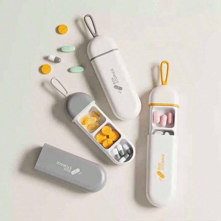 1 Piece Portable Mini Pill Organizer With 3 Compartments For Travel, Home Organization And Storage, Ideal For Daily Medication Management, Portable Pill Box - 彩色 - 查看 1