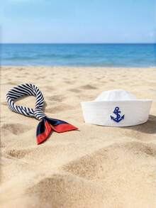 1pc Polyester Sailor Hat For Women & Men, Yacht Captain Hat, Suitable For Halloween, Christmas, Bachelorette Party, Cosplay, Yacht Party, Parade, Adult Party, Beach