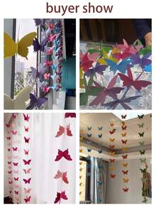 1 件彩色纸花环装饰套装，包含 3D 纸蝴蝶、彩虹纸花，适合派对、节日、教室装饰、生日派对