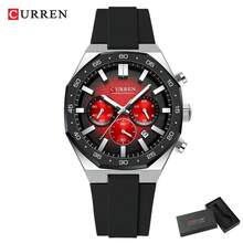 CURREN Men's Fashion Quartz Chronograph Wristwatch, Waterproof Silicone Strap, With Luminous & Auto Date Display - Multicolor - View 17
