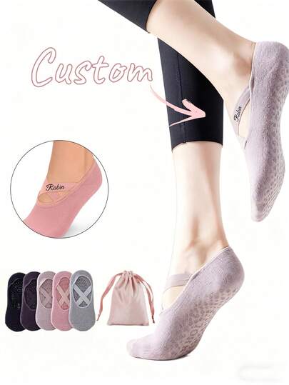 Custom Name Women's Yoga Socks, Straps Pilates Ballet Barre Socks For Women,Silicone Anti- Dance Sports Socks, Yoga Socks For Women,Non Grip Pilates Socks Suitable,Women Non- Yoga Socks With Rubber Grips, Women's Yoga Socks - Silicone Anti, Soft, Comfortable For Fitness, Pilates, Dancing, Indoor Sports,Ballet,Plasticity,Dance,Home,Training,Workout, Barre,Dance Pilates Gifts